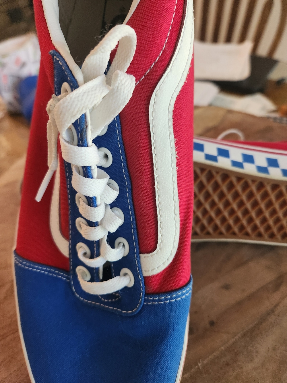 Vans Red White and Blue Canvas Low-Top Sneakers
